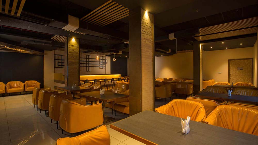 Relaxing bar area with comfortable seating at Blue Serene